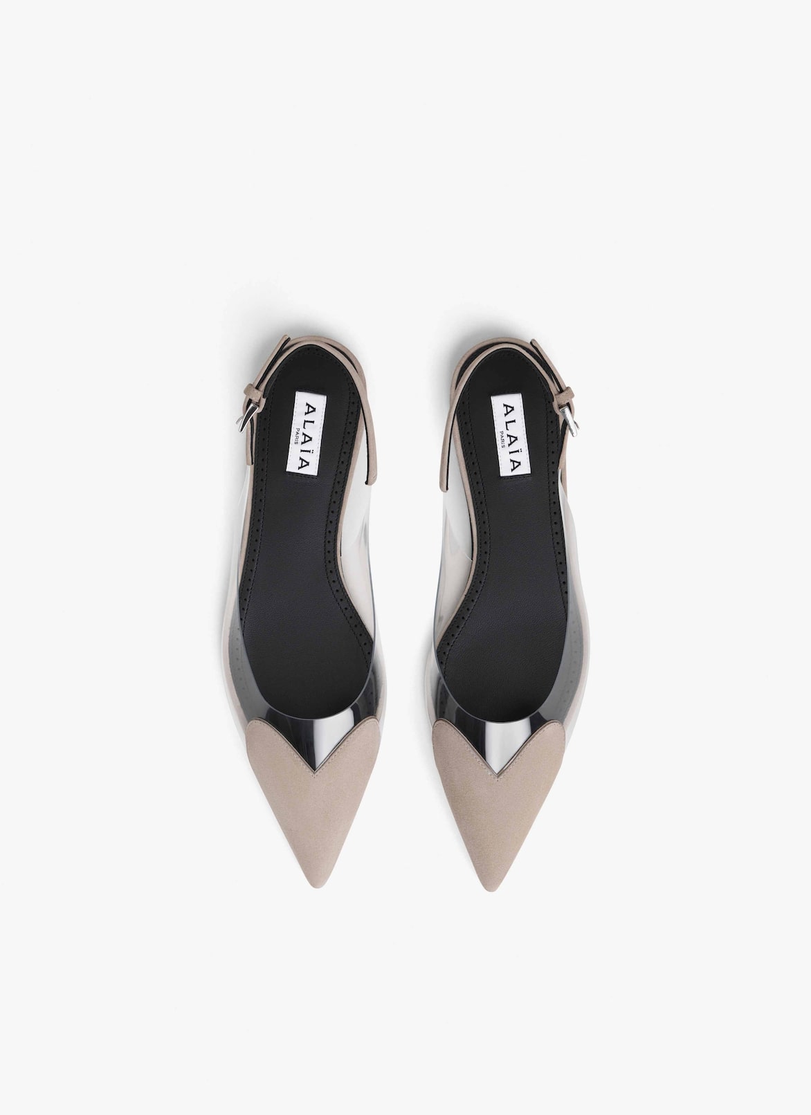 FLAT SLINGBACKS LE CŒUR IN SUEDE ALAÏA GREGE FLAT SLINGBACKS LE CŒUR IN SUEDE